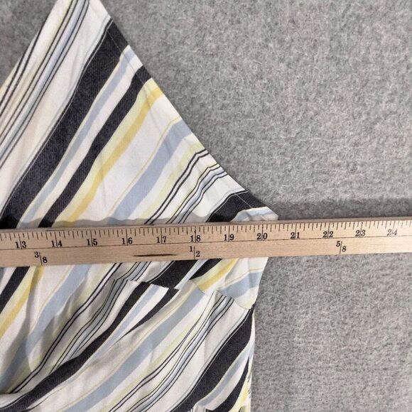 LOFT Plus Tank Dress Womens Size 16 Yellow Blue Striped Lined Belted V-Neck - Picture 8 of 14